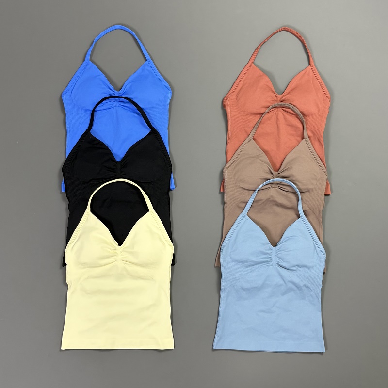T Shirt Bra Seamless - Sports Tank Top Women Halter V