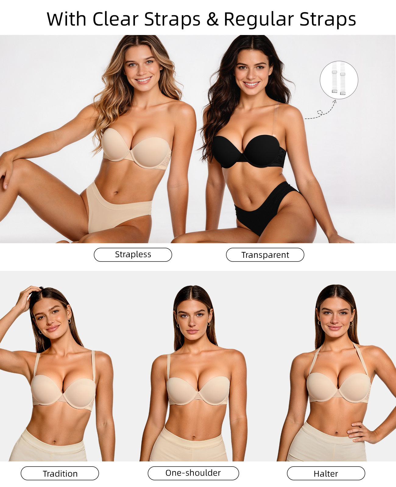 New Push Up Bra Women Lace Pad – Convertible Bra Multiway recenzja i cena