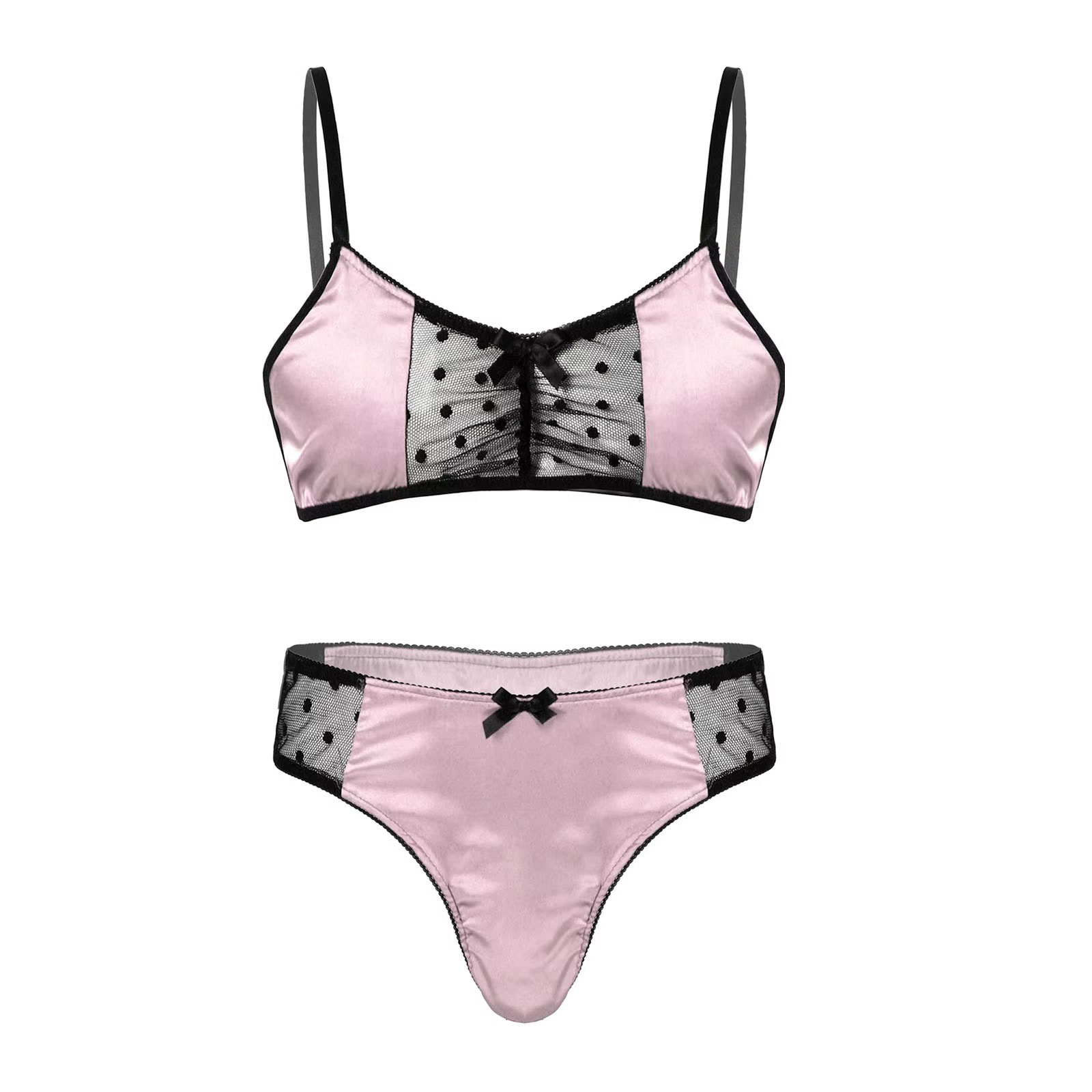 Men Satin Lingerie Suit Sissy  – Sheer Mesh Bra recenzja i cena