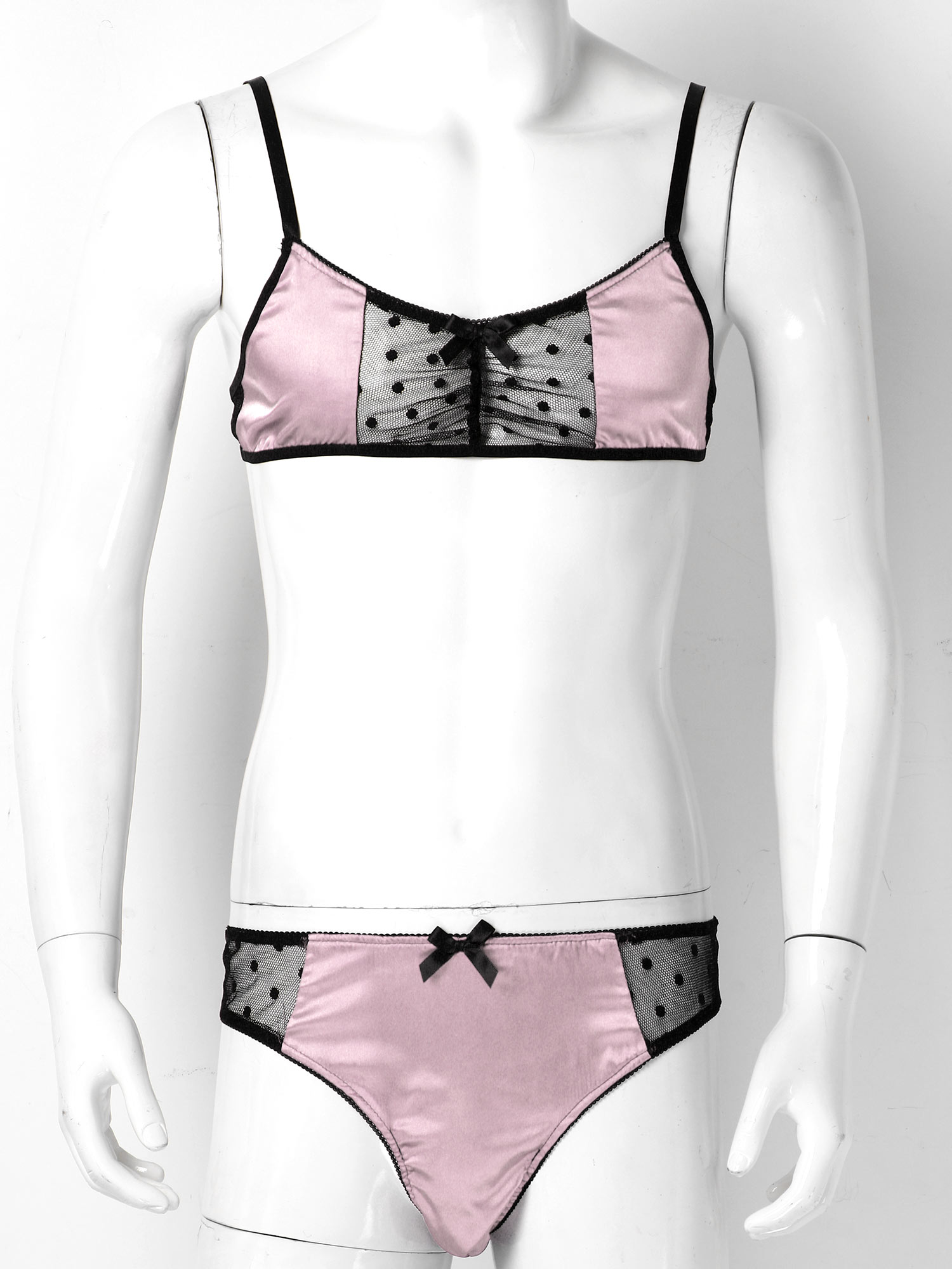 Men Satin Lingerie Suit Sissy  – Sheer Mesh Bra recenzja i cena