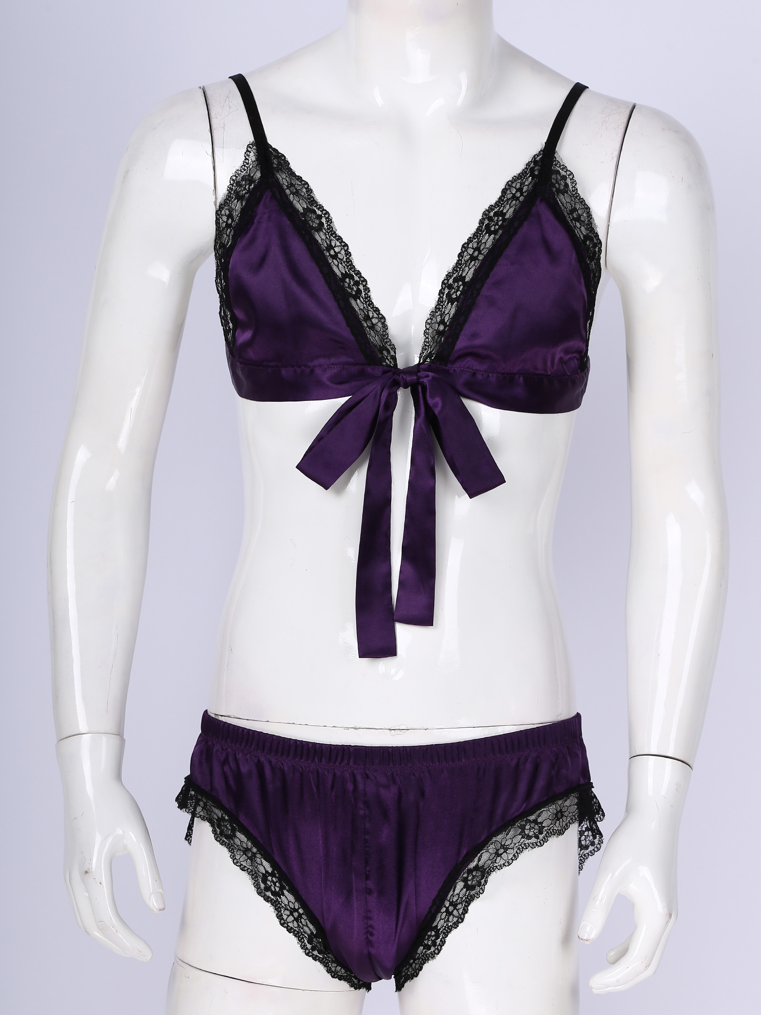 Men Satin Lingerie Suit Sissy  – Sheer Mesh Bra recenzja i cena