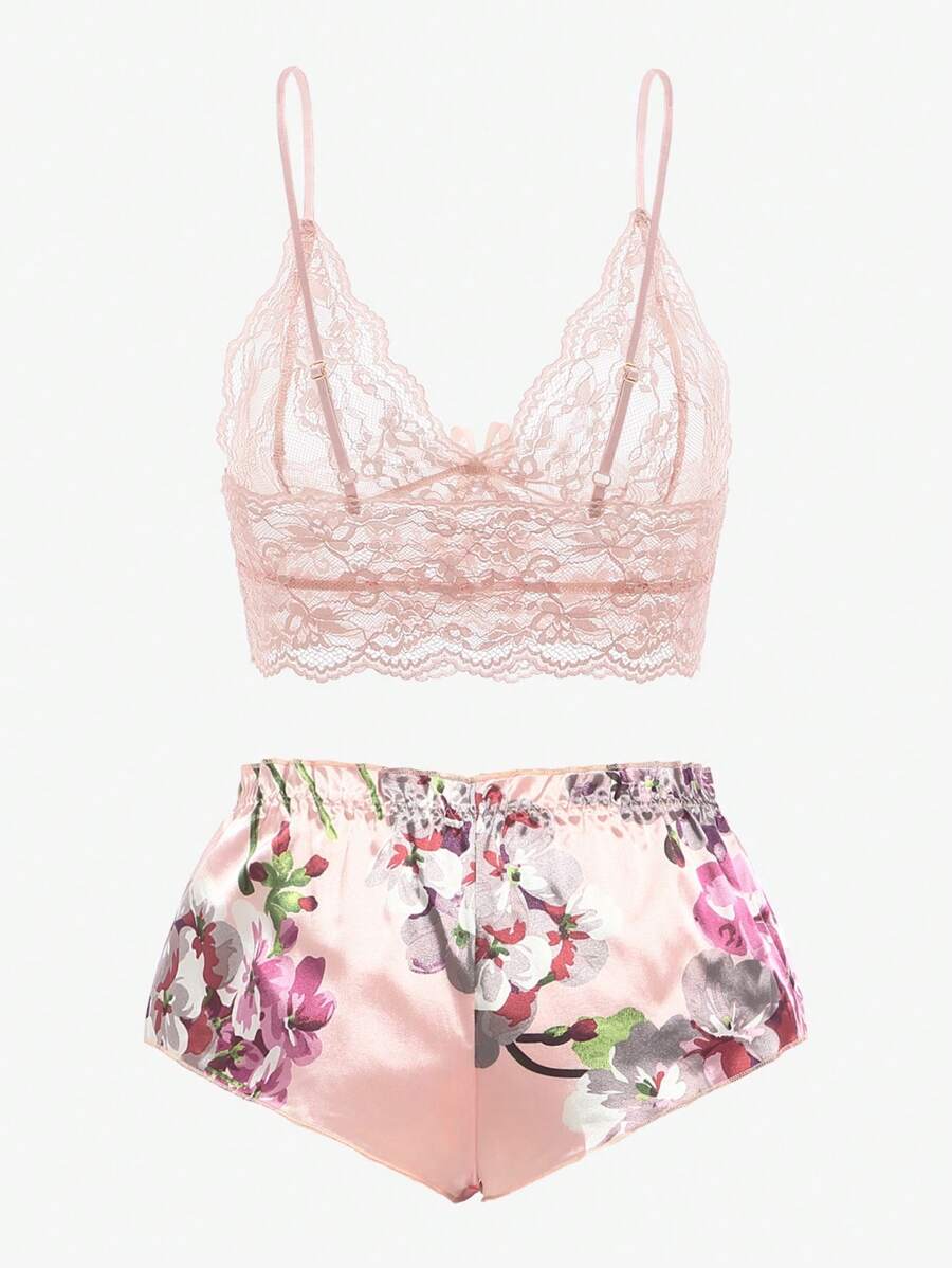 Pink Floral Lace Bralette and  – Lace Bralette Set recenzja i cena