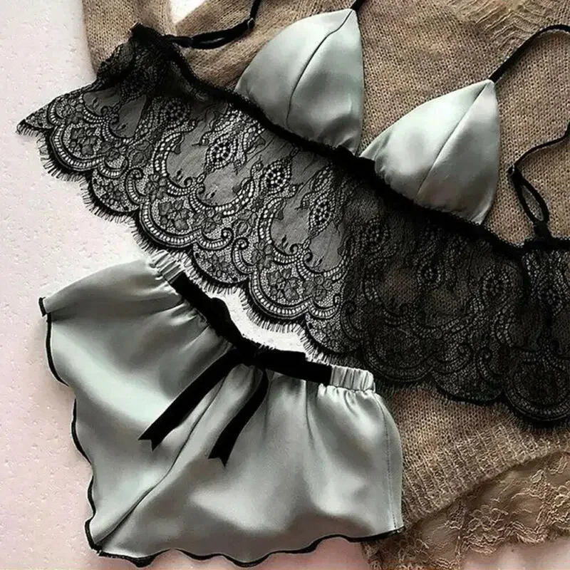 Women's Underwear Sexy Silk Sa – Lace Bralette Set recenzja i cena