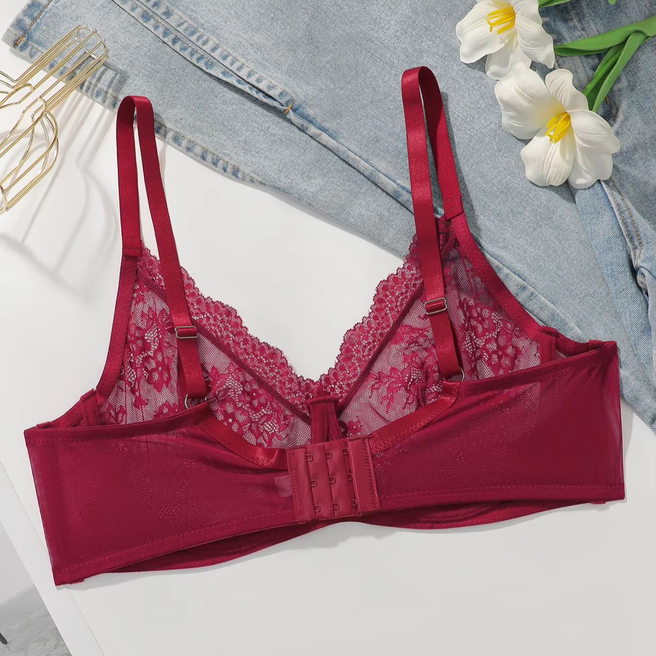 Women Plus Size Red Lace Sheer – Sheer Bra Lace recenzja i cena