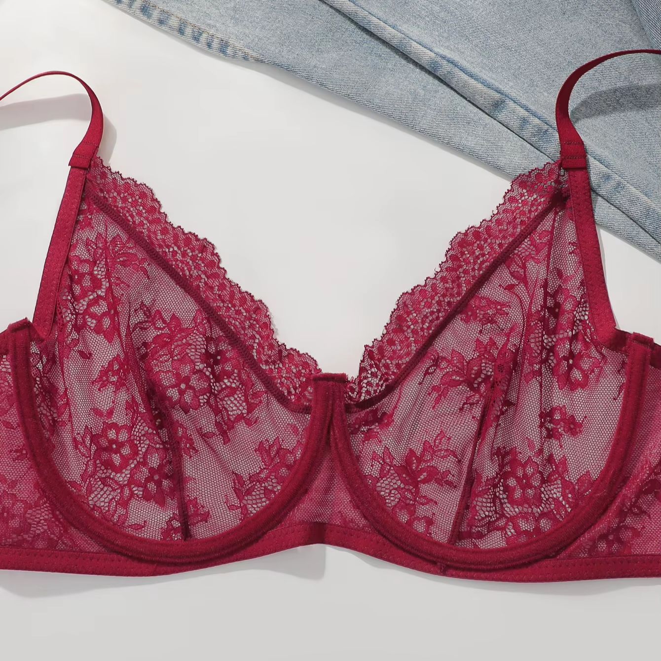Women Plus Size Red Lace Sheer – Sheer Bra Lace recenzja i cena