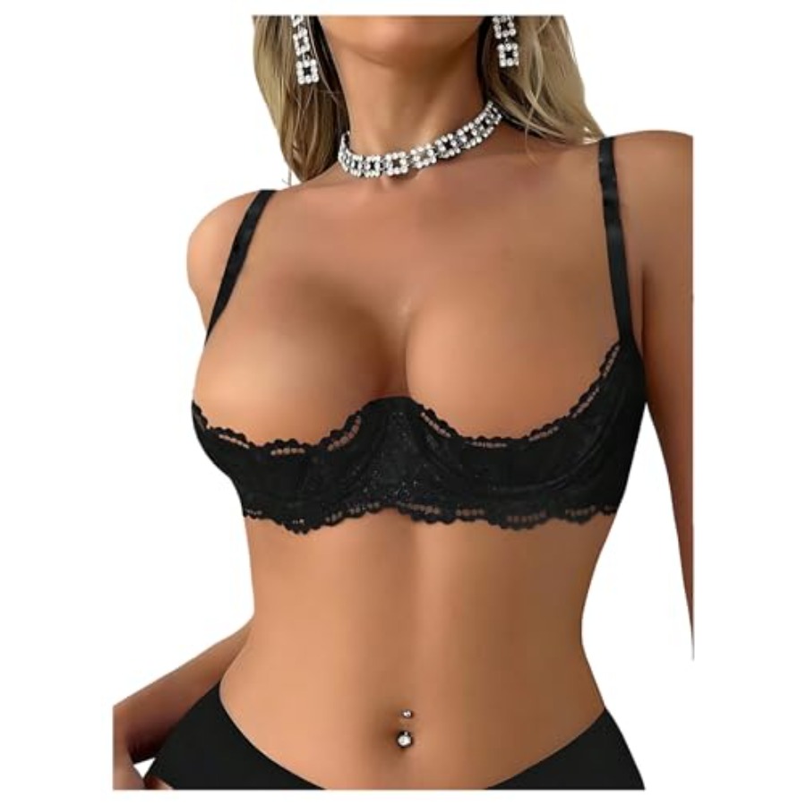 OYOANGLE Women's 1/4 Cup Lace  – Demi Bra Balconette recenzja i cena