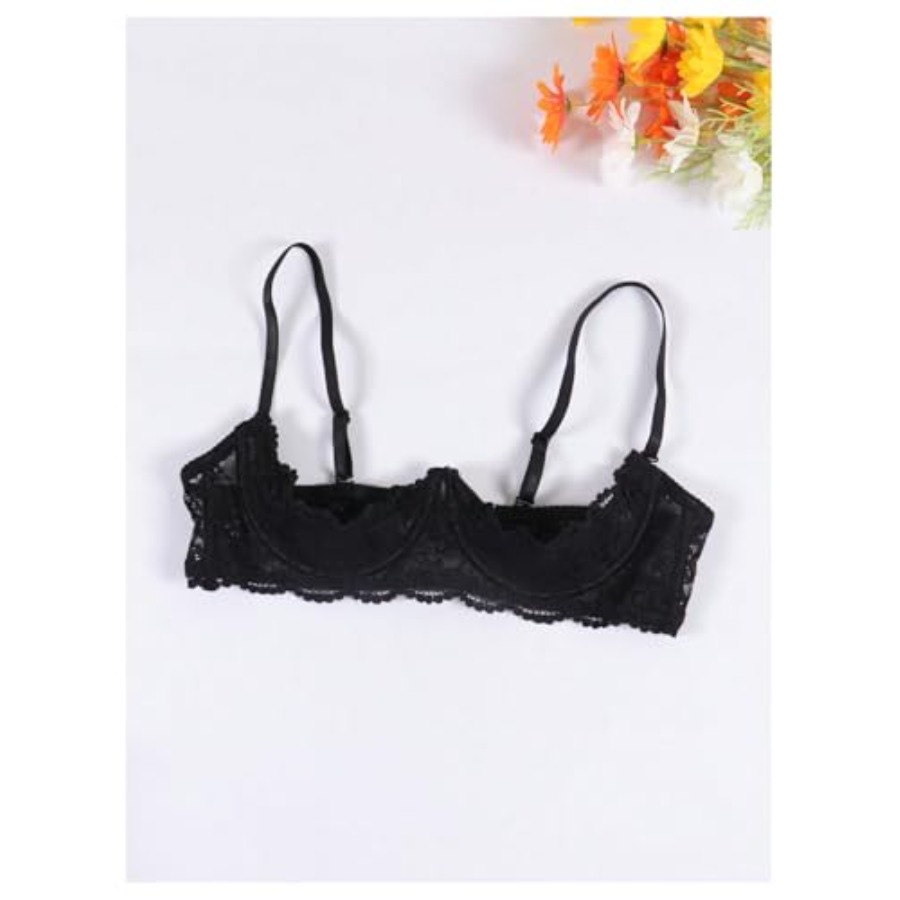 OYOANGLE Women's 1/4 Cup Lace  – Demi Bra Balconette recenzja i cena