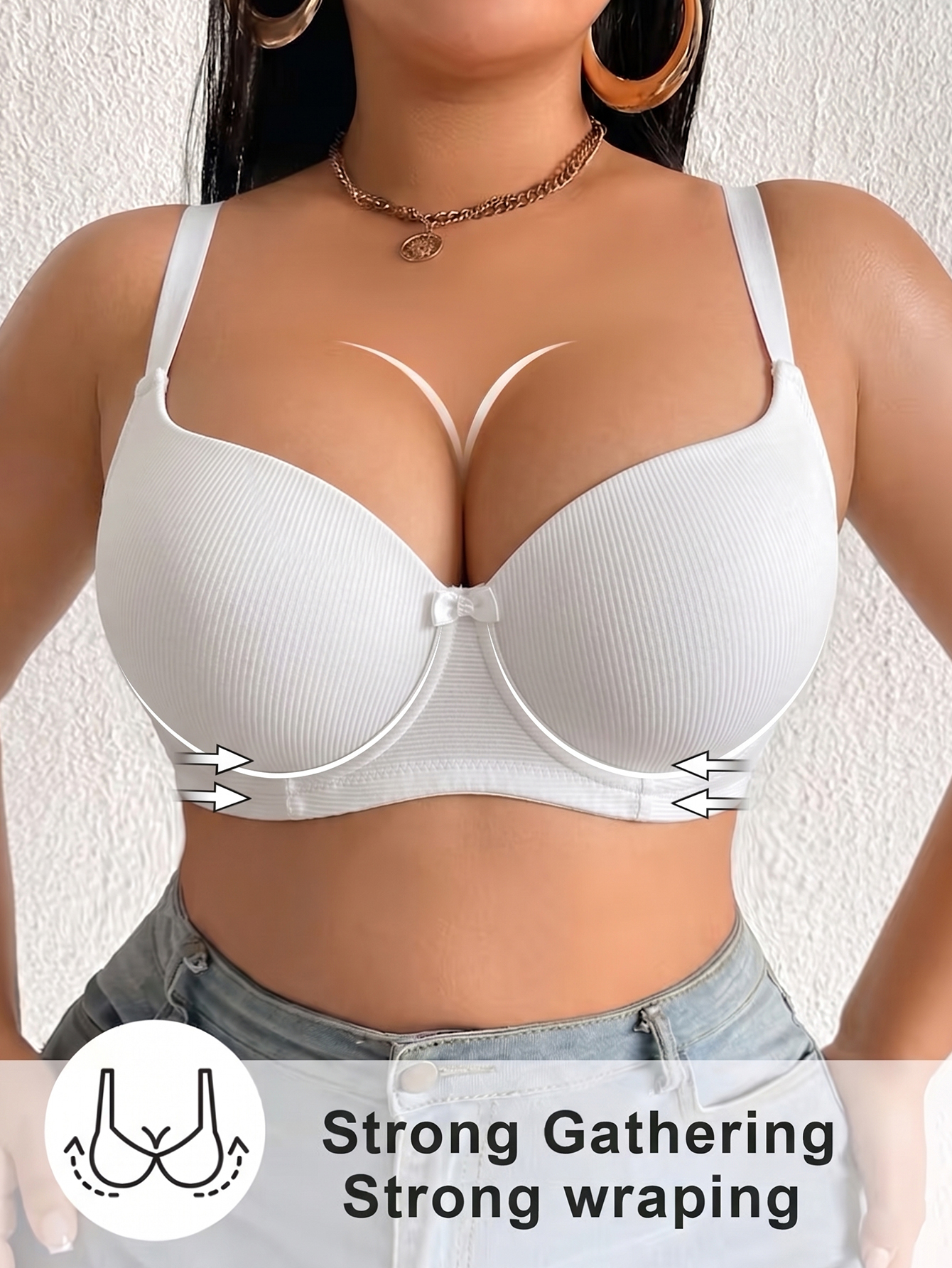 Plus Size Ribbed Women Bra Thi – Underwire Bra Padded recenzja i cena